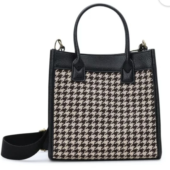 Time and Tru Handbags - Time and Tru Women's Houndstooth Mini Tote Bag with Removable Strap, Houndstooth
